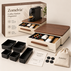 Zomelvia™ Walnut-Top Coffee Station Storage Drawer Organizer