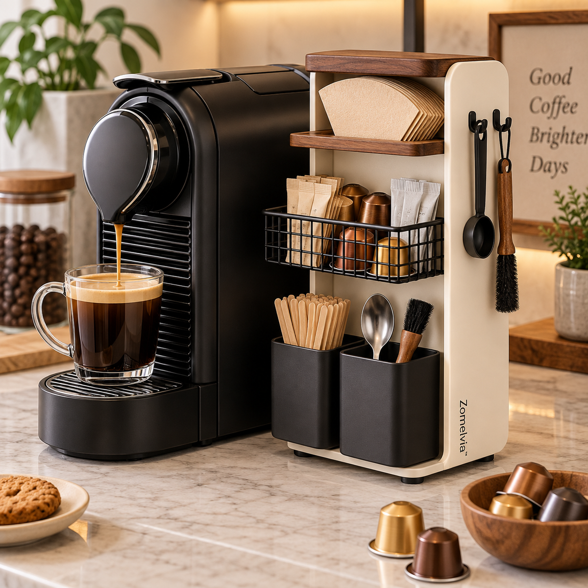 Zomelvia™ Side-Mount Coffee Machine Organizer