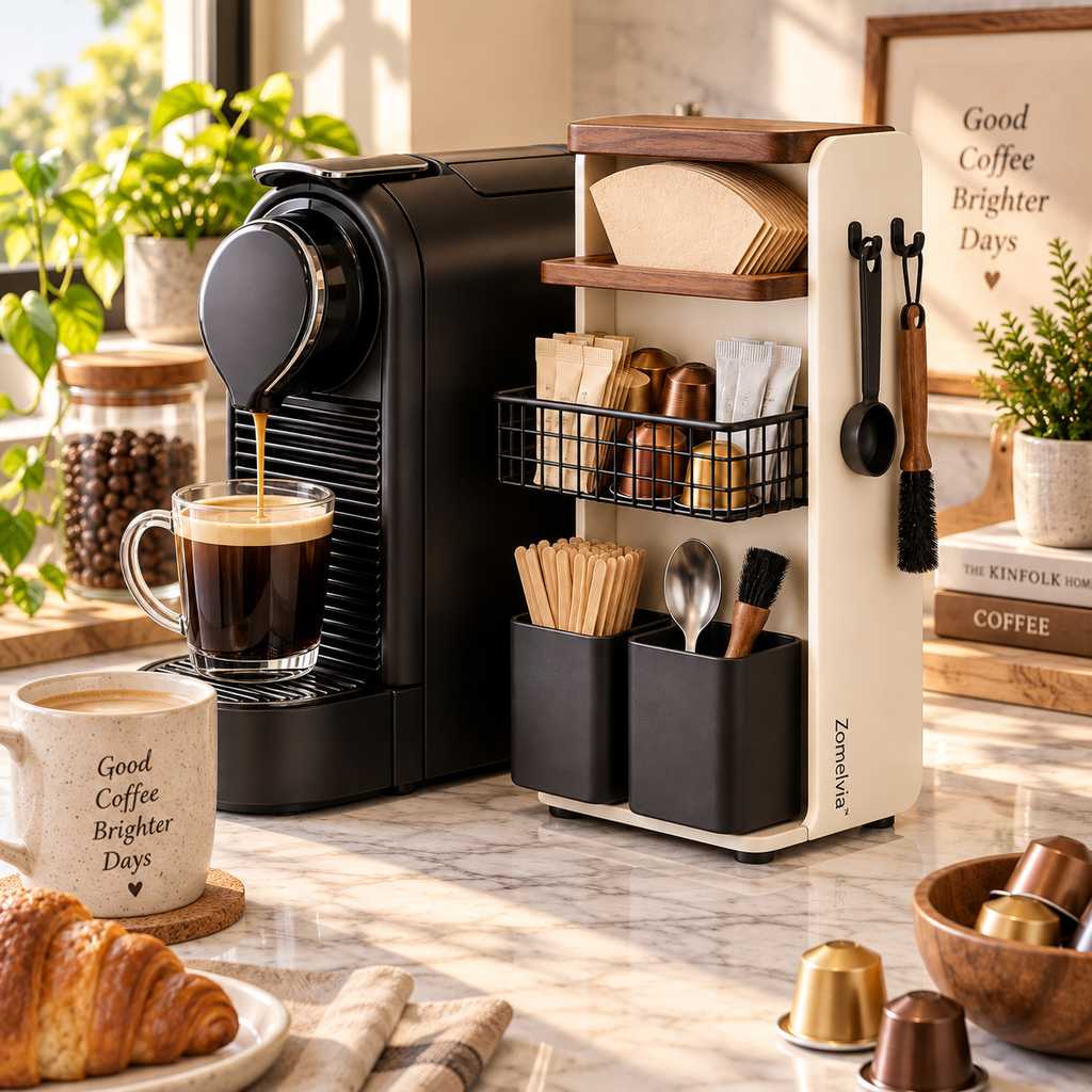 Zomelvia™ Side-Mount Coffee Machine Organizer