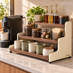 Zomelvia™ 3-Tier Walnut Coffee Bar Countertop Riser