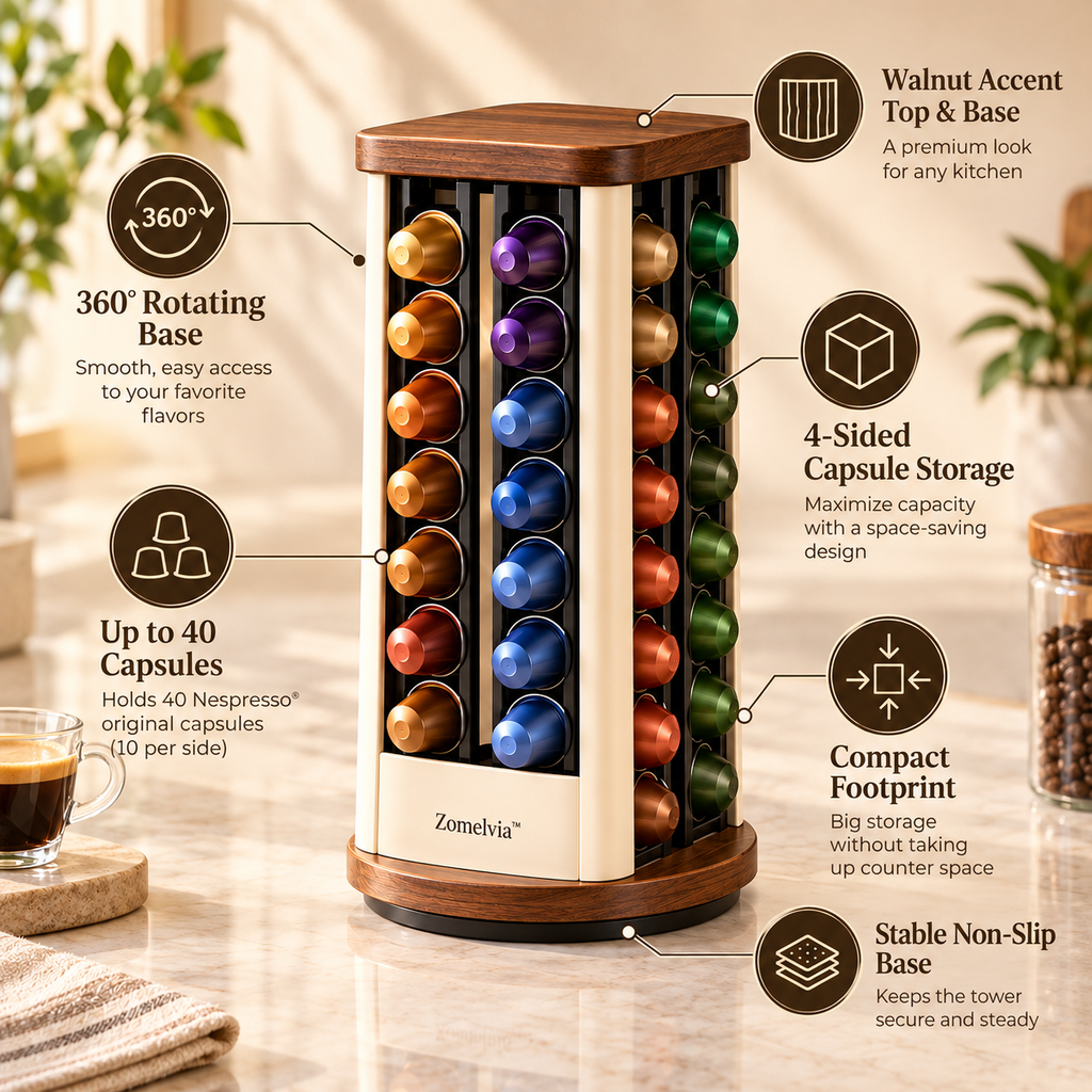 Zomelvia™ 360° Rotating Coffee Capsule Tower