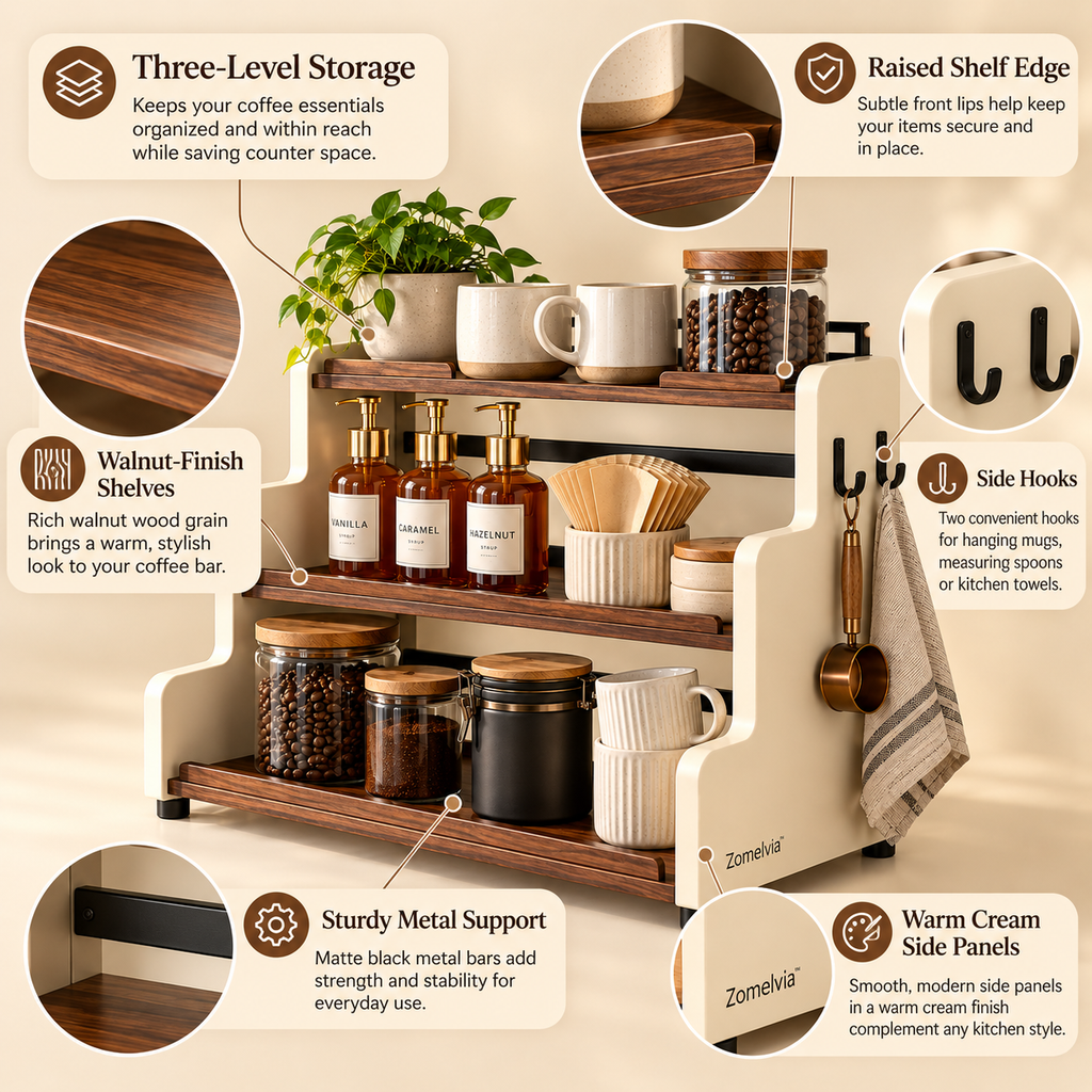 Zomelvia™ Tiered Coffee Bar Countertop Riser