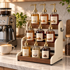 Zomelvia™ Walnut-Accent Coffee Syrup Display Rack  Product Introduction