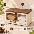 Zomelvia™ Walnut-Accent Coffee Filter Paper Storage Box  Product Introduction