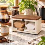 Zomelvia™ Walnut-Accent Coffee Filter Paper Storage Box  Product Introduction