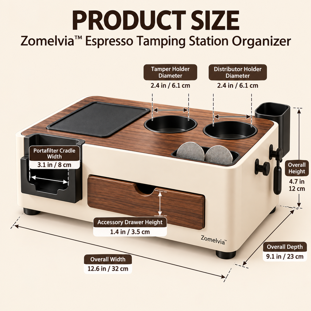Zomelvia™ Walnut-Accent Espresso Tamping Station Organizer
