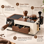 Zomelvia™ Walnut-Accent Espresso Tamping Station Organizer
