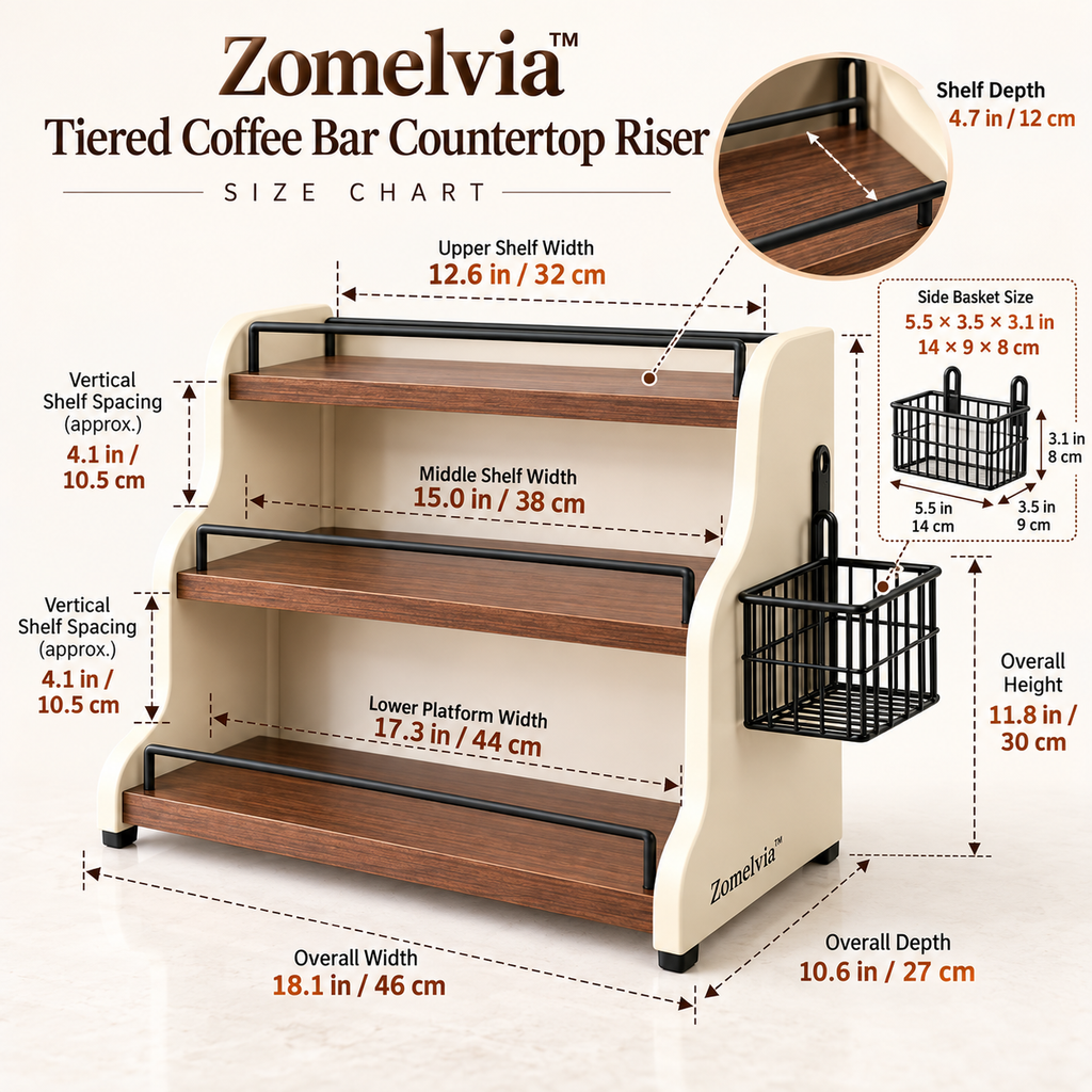 Zomelvia™ Tiered Coffee Bar Countertop Riser Thickened guardrail