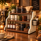 Zomelvia™ Tiered Coffee Bar Countertop Riser Thickened guardrail