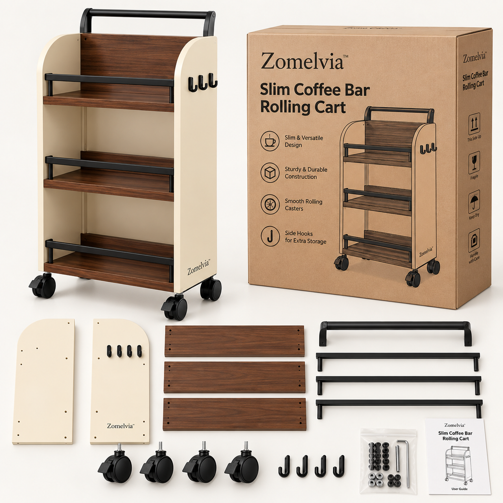 Zomelvia™ Slim Coffee Bar Rolling Cart